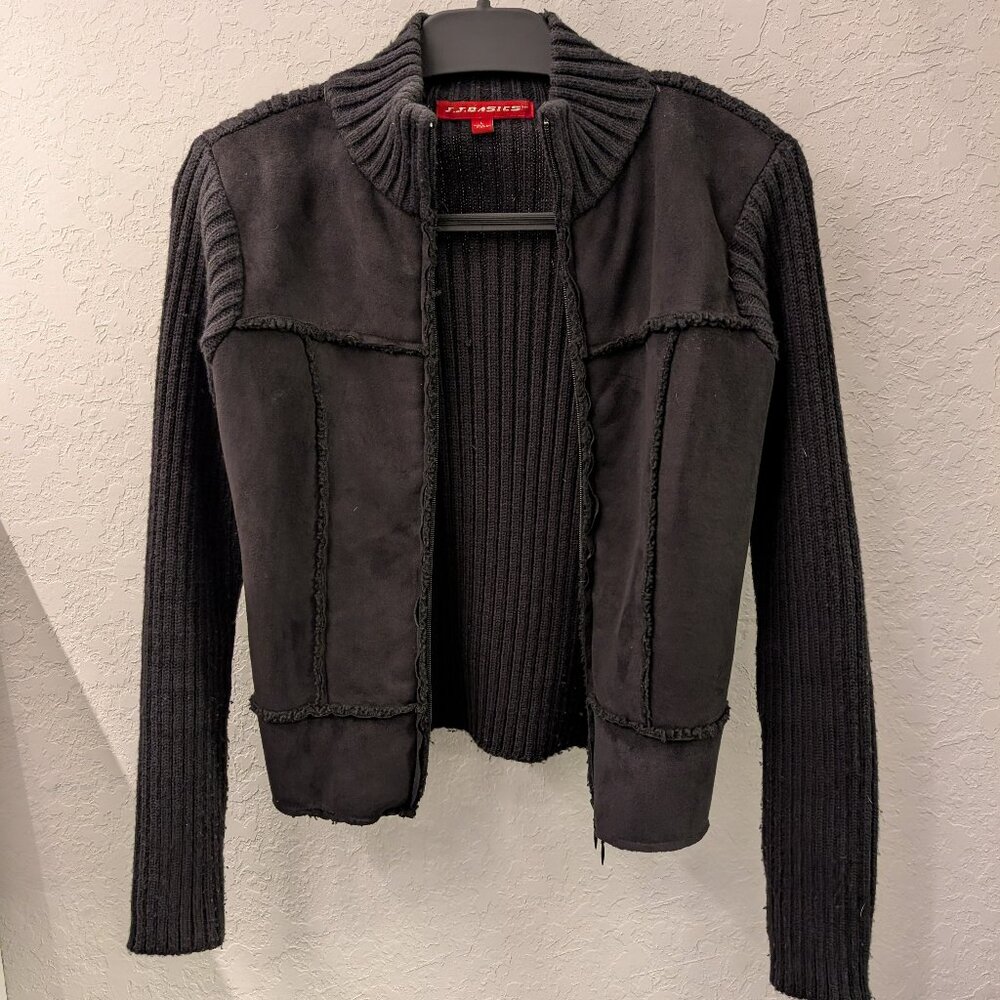 J.J. Basics Wool and Suede  Cardigan style Jacket